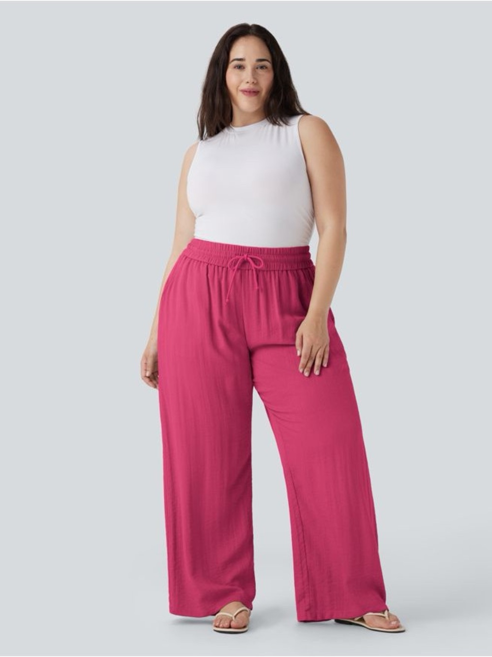 Halara High-Waisted Linen-feel Wide Leg Pants NWT